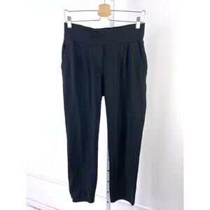 KIT AND ACE Sz 8 Pull On Ankle Pants Elastic Waist Faux Fly Stretch Knit Black